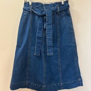 Madewell Dark Blue Denim A-Line Tie-Waist Skirt